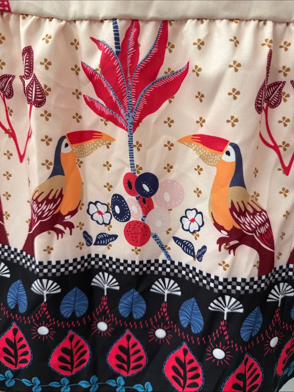 Maxi Sundress with Pink & Navy Leaf Print - Picture 11 of 12